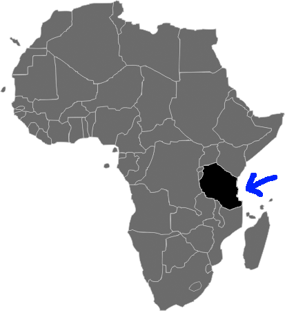 Tansania (blauer Pfeil) Afrika-Tansania
